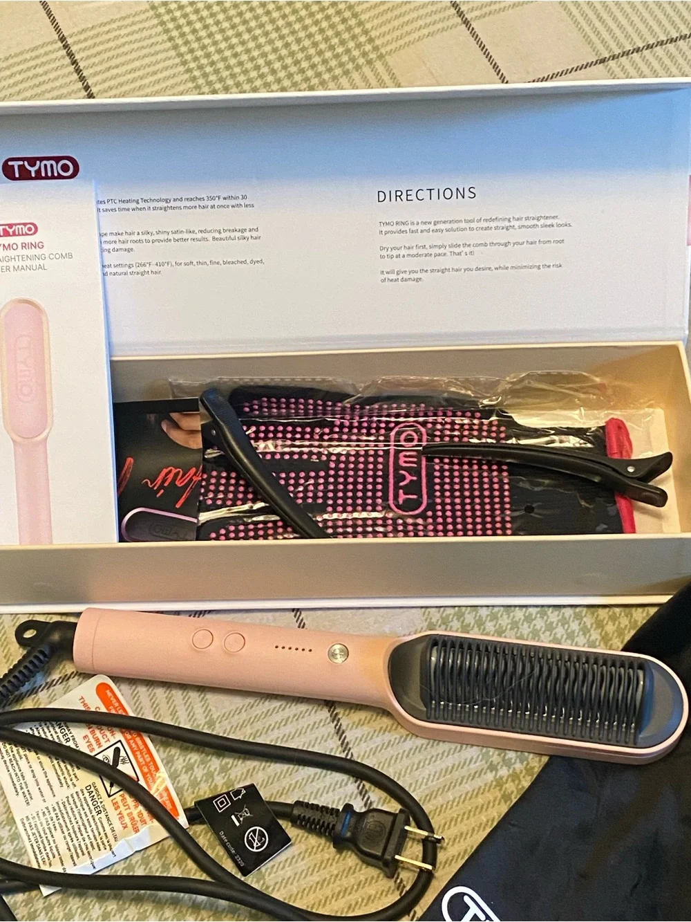 TYMO Ring Pink Electric Hair Straightening Brush - Pink